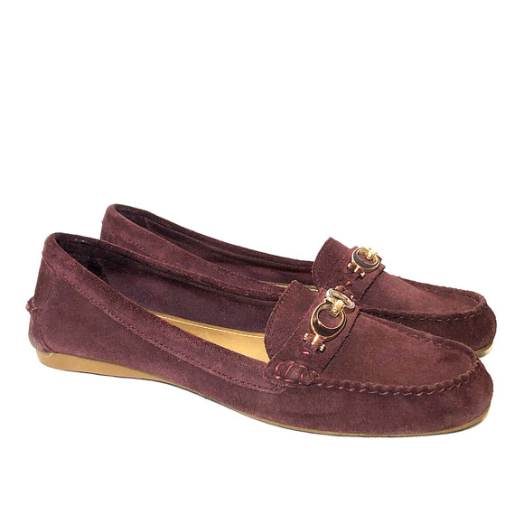 Coach Shoes - Coach Fortunata Womens Size 9 Suede Leather Horsebit Burgundy Loafers Moccasins